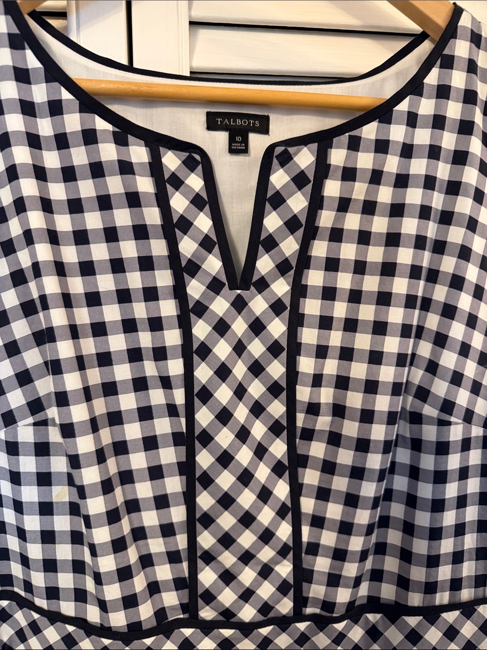 Talbots Black White Gingham Midi Dress • Fit & Flare • Classic Style • Women's - Picture 3 of 4